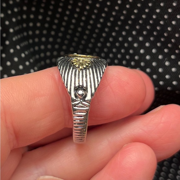 New Two Toned 925 Stamped Silver -Gold Color Native American Head Design Ring - Picture 2 of 16